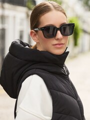 Black Longline Padded Gilet - Image 4 of 7