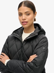 Superdry Black Hooded Quilt Liner Jacket - Image 3 of 6