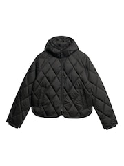 Superdry Black Hooded Quilt Liner Jacket - Image 4 of 6