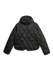 Superdry Black Hooded Quilt Liner Jacket - Image 5 of 6