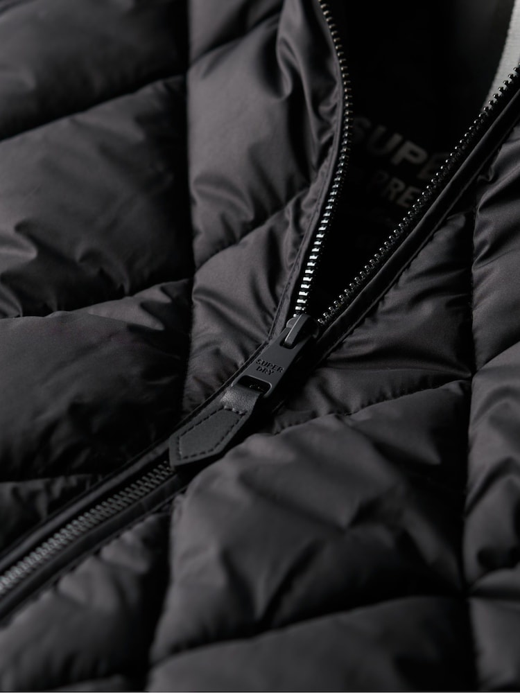 Superdry Black Hooded Quilt Liner Jacket - Image 6 of 6