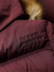 Superdry Clay Burgundy Everest Faux Fur Longline Jacket - Image 4 of 4