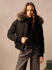 Superdry Black Everest Hooded Bomber Jacket - Image 1 of 11