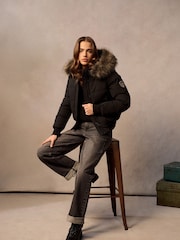Superdry Black Everest Hooded Bomber Jacket - Image 4 of 11