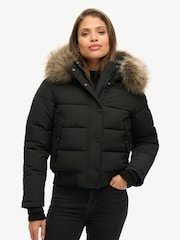 Superdry Black Everest Hooded Bomber Jacket - Image 5 of 11