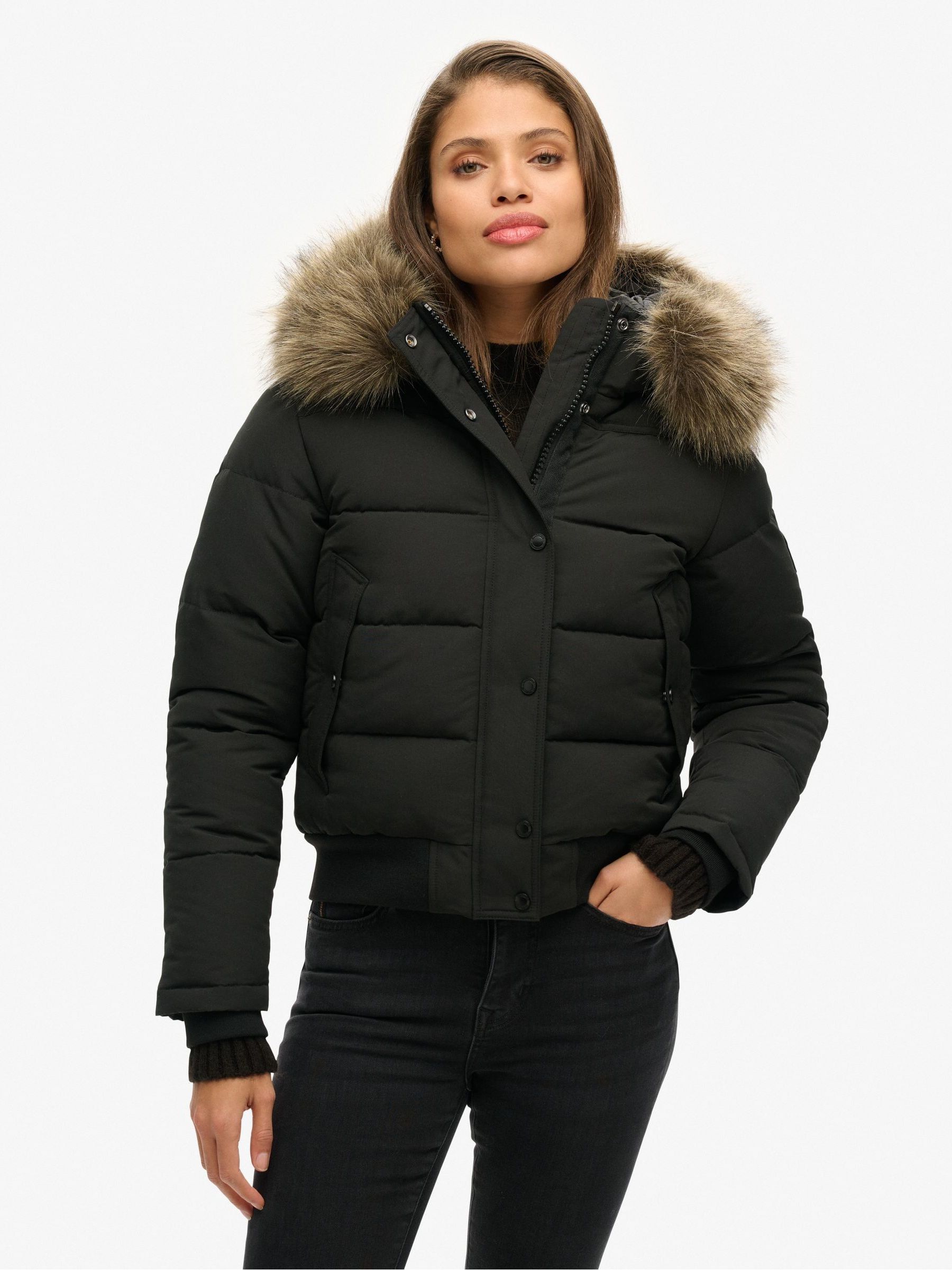 Buy Superdry Black Everest Hooded Bomber Jacket from Next USA