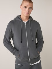 Charcoal Grey Zip Through Hoodie - Image 1 of 7