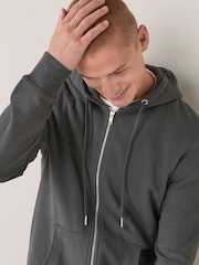 Charcoal Grey Zip Through Hoodie - Image 3 of 7