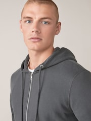 Charcoal Grey Zip Through Hoodie - Image 4 of 7
