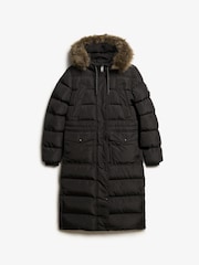 Superdry Black Everest Faux Fur Longline Jacket - Image 3 of 4