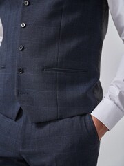 Mid Blue Check Suit Waistcoat - Image 5 of 8