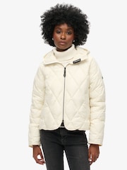 Superdry Star White Hooded Quilt Liner Jacket - Image 1 of 6