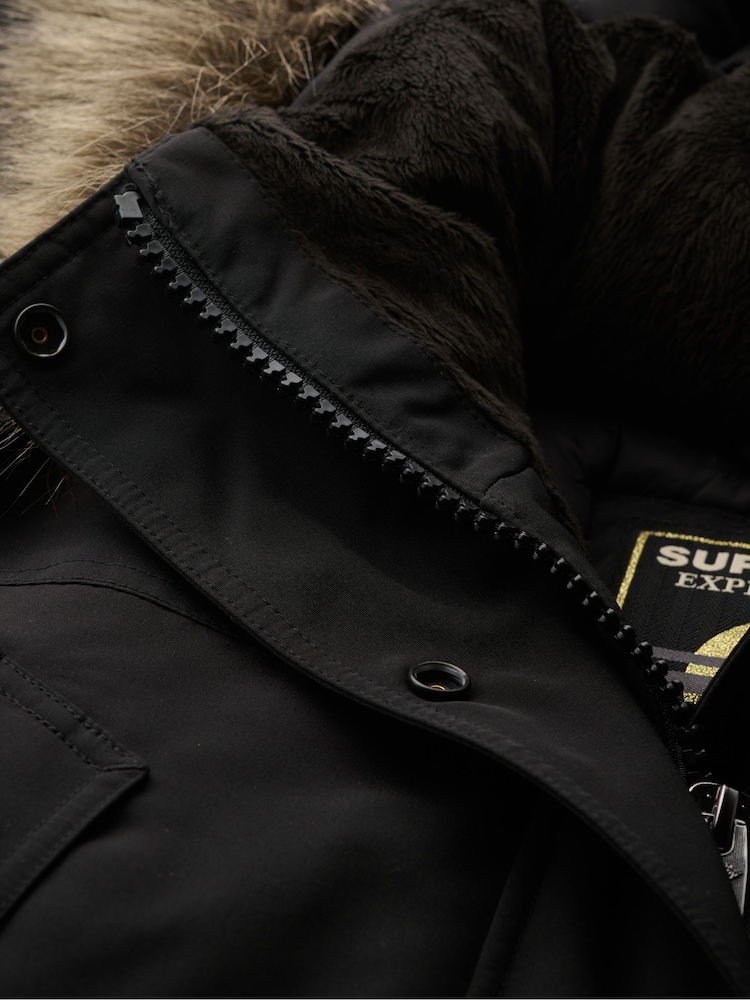 Schwarz - Superdry, Everest, Kunstfell-Parka-Jacke - Bild 6 von 6