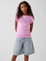 Gap Pink Butterfly Graphic Short Sleeve T-Shirt (4-13yrs) - Image 1 of 4