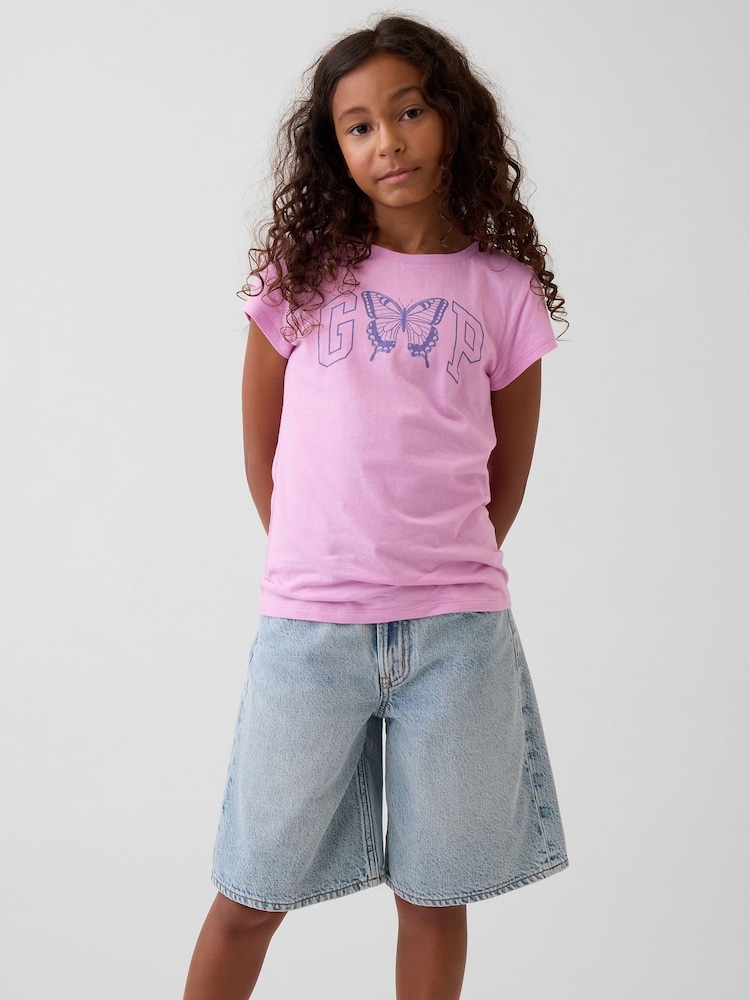 Gap Pink Butterfly Graphic Short Sleeve T-Shirt (4-13yrs) - Image 1 of 4