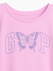 Gap Pink Butterfly Graphic Short Sleeve T-Shirt (4-13yrs) - Image 4 of 4