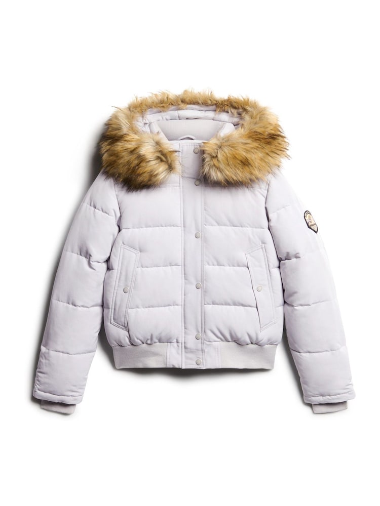 Superdry Moonlight Grey Everest Hooded Bomber Jacket - Image 10 of 10