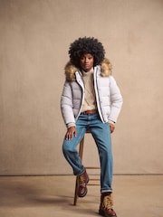 Superdry Moonlight Grey Everest Hooded Bomber Jacket - Image 2 of 10