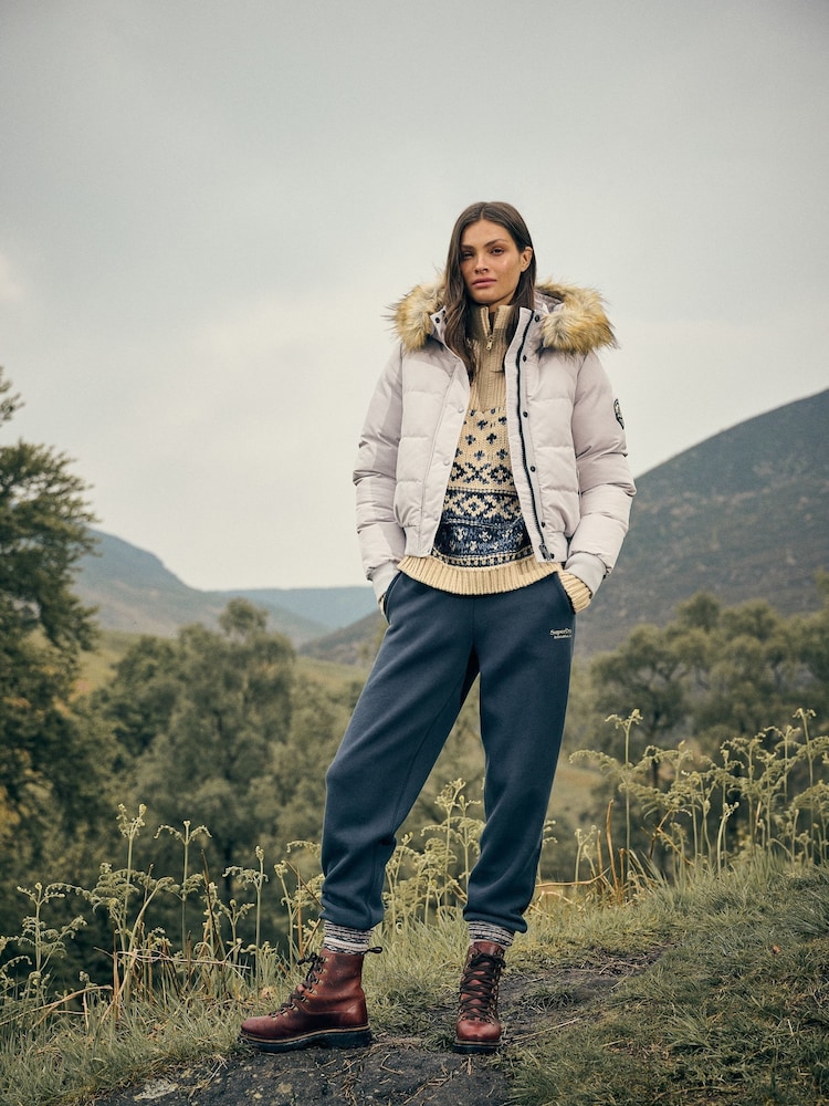 Superdry Moonlight Grey Everest Hooded Bomber Jacket - Image 4 of 10