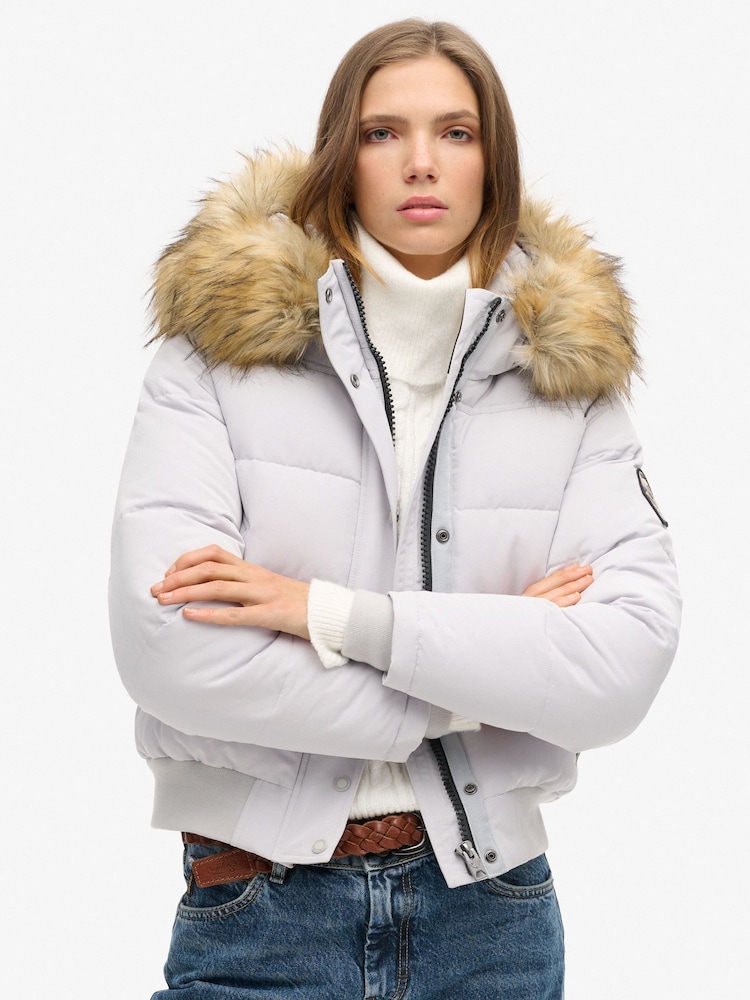 Superdry Moonlight Grey Everest Hooded Bomber Jacket - Image 7 of 10