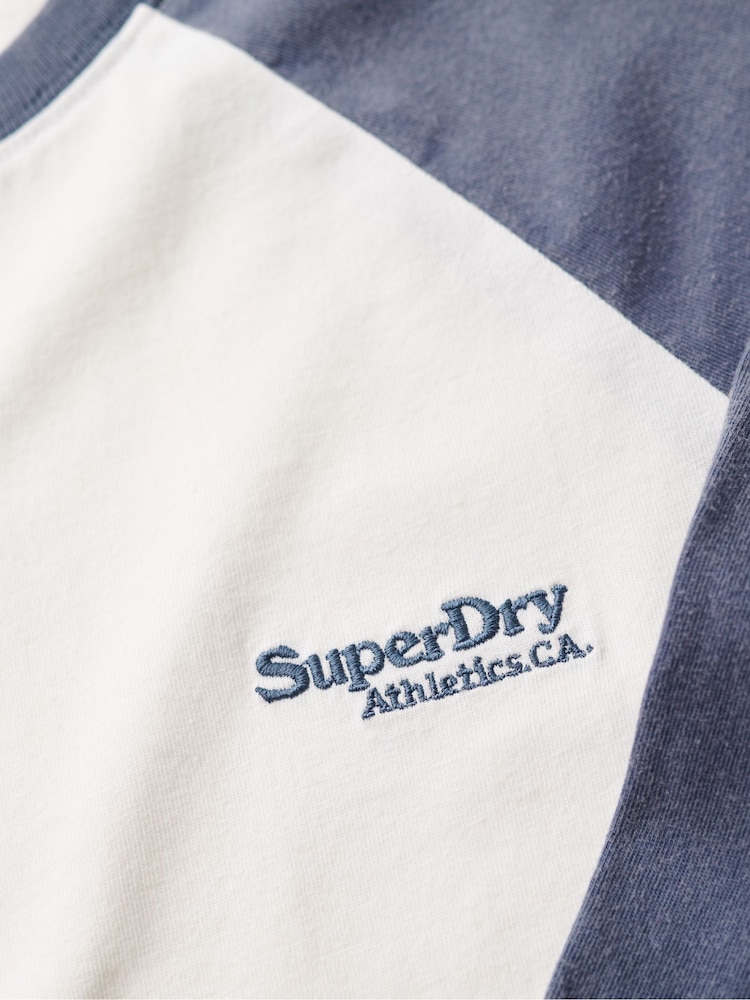 Superdry Blue 100% Cotton Essential Logo Baseball Top - Image 5 of 5