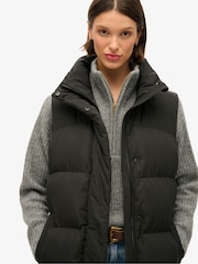 Superdry Black Longline Puffer Gilet - Image 3 of 4