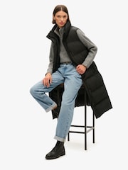 Superdry Black Longline Puffer Gilet - Image 4 of 4