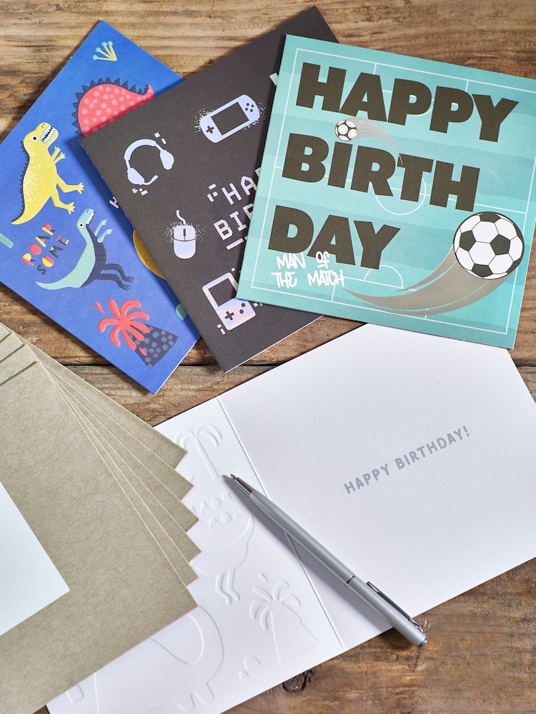 6 Pack Blue Boys Birthday Cards - Image 3 of 3
