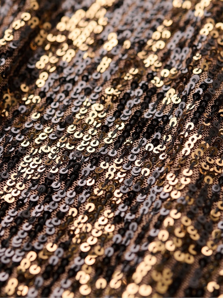 Superdry Gold Cowl Halter Neck Sequin Blouses - Image 6 of 6