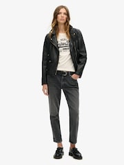 Superdry Cream Slub 100% Cotton Embellished Vl Graphic Long Sleeve Top - Image 2 of 5