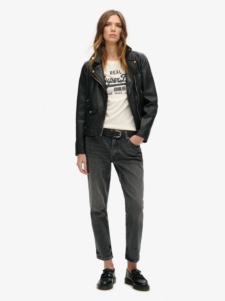 Superdry Cream Slub 100% Cotton Embellished Vl Graphic Long Sleeve Top - Image 2 of 5