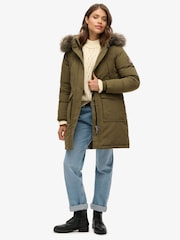 Superdry Grey Marl/Jaffa Everest Faux Fur Parka Jacket - Image 3 of 6