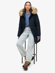 Superdry Nordic Chrome Navy Everest Faux Fur Parka Jacket - Image 10 of 14
