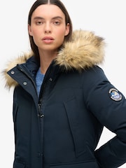 Superdry Nordic Chrome Navy Everest Faux Fur Parka Jacket - Image 11 of 14