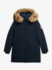 Superdry Nordic Chrome Navy Everest Faux Fur Parka Jacket - Image 12 of 14