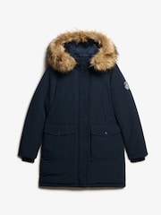 Superdry Nordic Chrome Navy Everest Faux Fur Parka Jacket - Image 13 of 14
