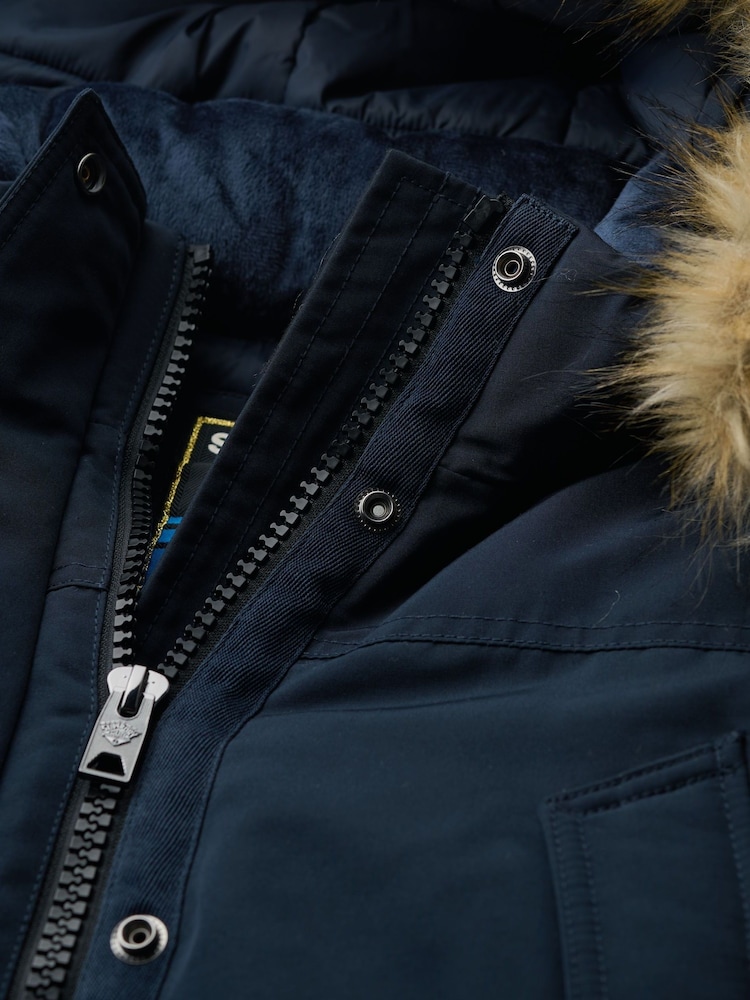 Superdry Nordic Chrome Navy Everest Faux Fur Parka Jacket - Image 14 of 14