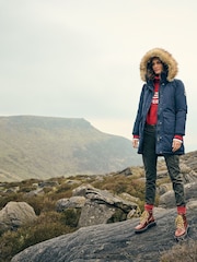 Superdry Nordic Chrome Navy Everest Faux Fur Parka Jacket - Image 6 of 14