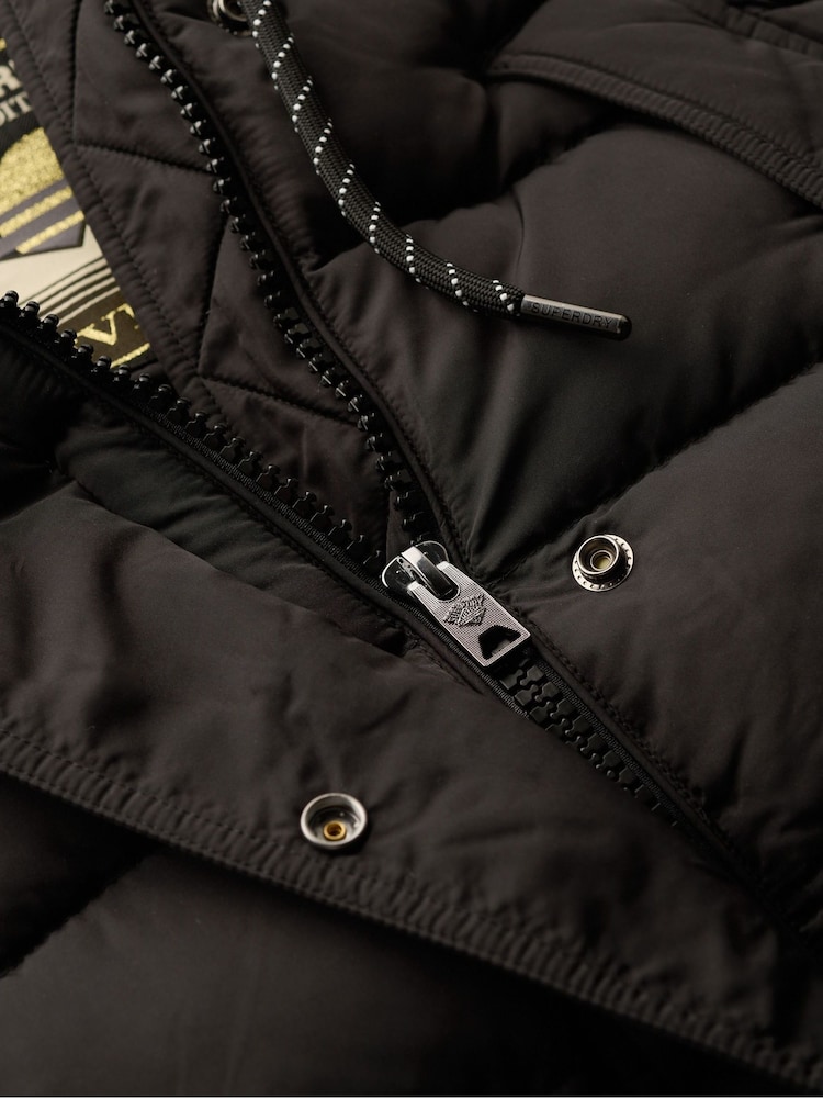 Superdry Black Everest Mid Length Puffer Jacket - Image 5 of 5