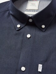 Navy Blue Regular Fit Easy Iron Button Down Oxford Shirt - Image 6 of 7