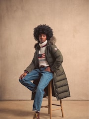 Caqui militar - Chaqueta larga de piel sintética Everest de Superdry - Imagen 1 de 12