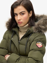 Caqui militar - Chaqueta larga de piel sintética Everest de Superdry - Imagen 10 de 12