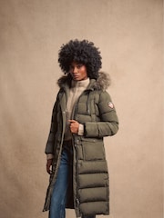 Caqui militar - Chaqueta larga de piel sintética Everest de Superdry - Imagen 2 de 12