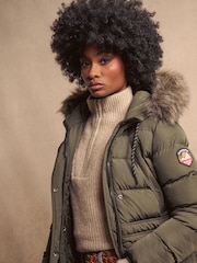Caqui militar - Chaqueta larga de piel sintética Everest de Superdry - Imagen 3 de 12