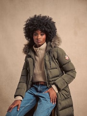 Caqui militar - Chaqueta larga de piel sintética Everest de Superdry - Imagen 5 de 12