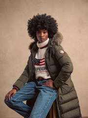 Caqui militar - Chaqueta larga de piel sintética Everest de Superdry - Imagen 7 de 12