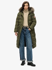 Caqui militar - Chaqueta larga de piel sintética Everest de Superdry - Imagen 8 de 12