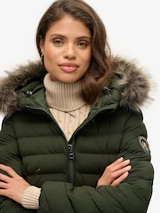 Superdry Olive Green Fuji Faux Fur Hood Padded Mid Length Jacket - Image 3 of 5