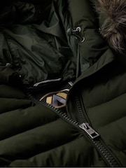 Superdry Olive Green Fuji Faux Fur Hood Padded Mid Length Jacket - Image 5 of 5