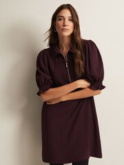 Phase Eight Red Candice Burgundy Zip Mini Dress - Image 1 of 6